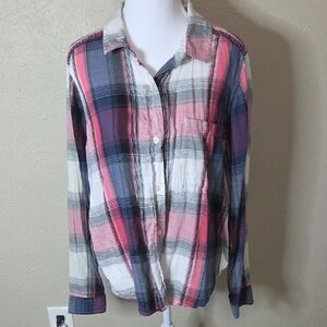 Mudd Red and Gray Plaid Shirt, Size XL, Gently Worn